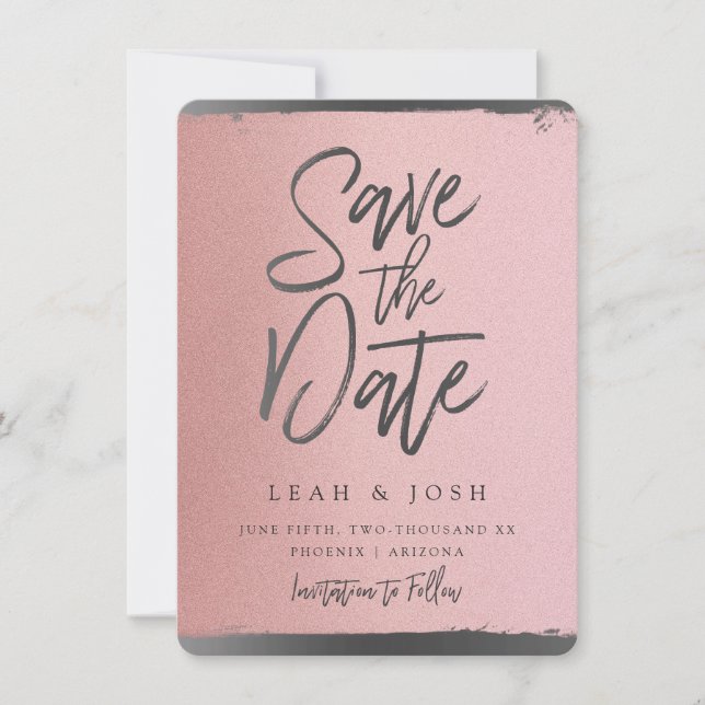 Faux Rose Gold Save the Date Post Card (Front)