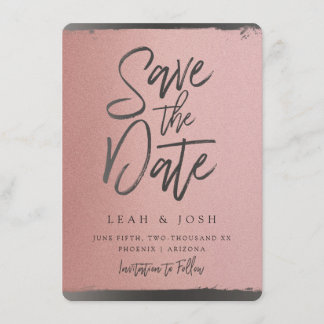 Faux Rose Gold Save the Date Post Card