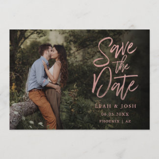 Faux Rose Gold Save the Date Post Card