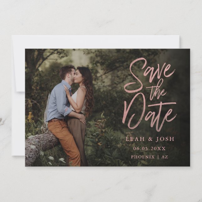 Faux Rose Gold Save the Date Post Card (Front)
