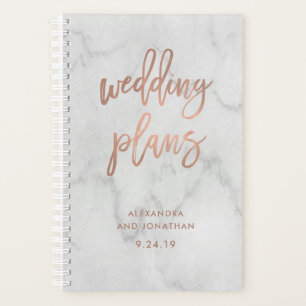 Faux Rose Gold Script on Marble Wedding Planner