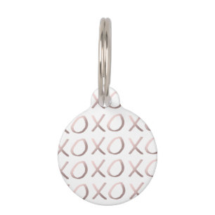 faux rose gold typography hugs and kisses xoxo pet tag