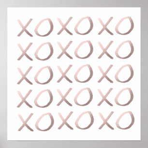 faux rose gold typography hugs and kisses xoxo poster