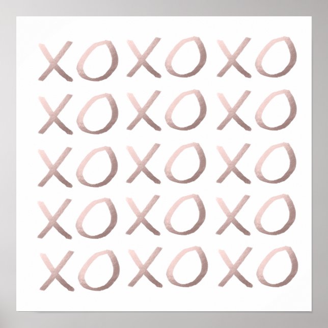 faux rose gold typography hugs and kisses xoxo poster (Front)