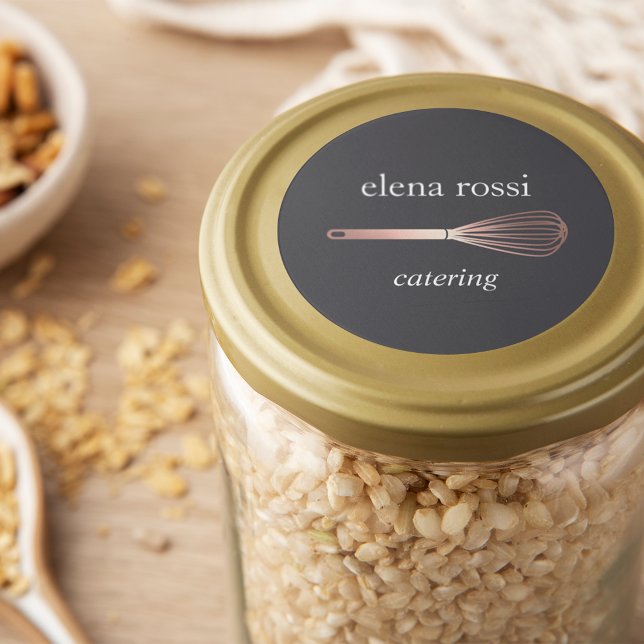 Faux Rose Gold Whisk Logo | Chef Caterer Baker Classic Round Sticker (Creator Uploaded)