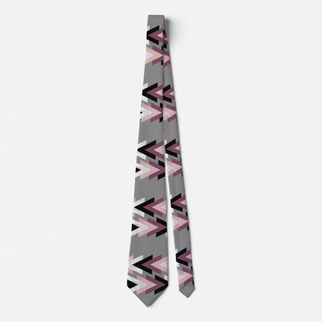 faux rose gold white marble purple black geometric tie (Front)