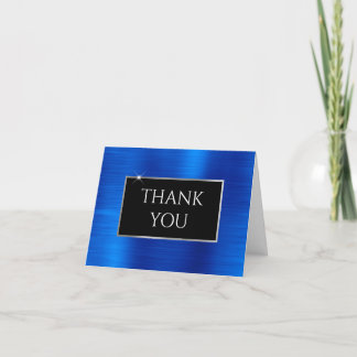 Faux Royal Blue Foil Thank You Card