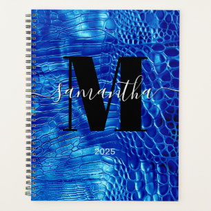 Faux Royal Blue Leather Signature Monogram 2025 Planner
