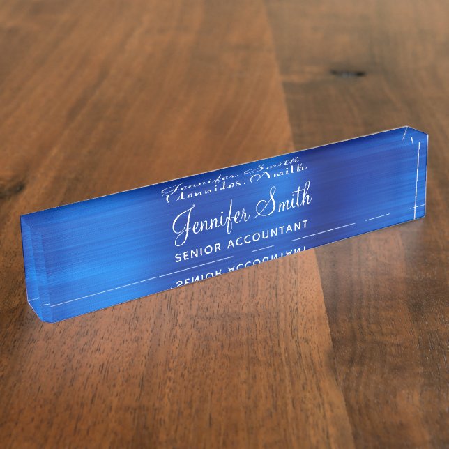 Faux Royal Blue Metallic Foil Nameplate (Side)