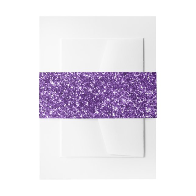 Faux Royal Purple Glitter Invitation Belly Band (Front Example)
