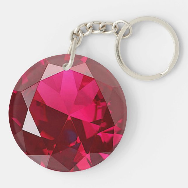 faux ruby diamond printed acrylic keychain (Back)