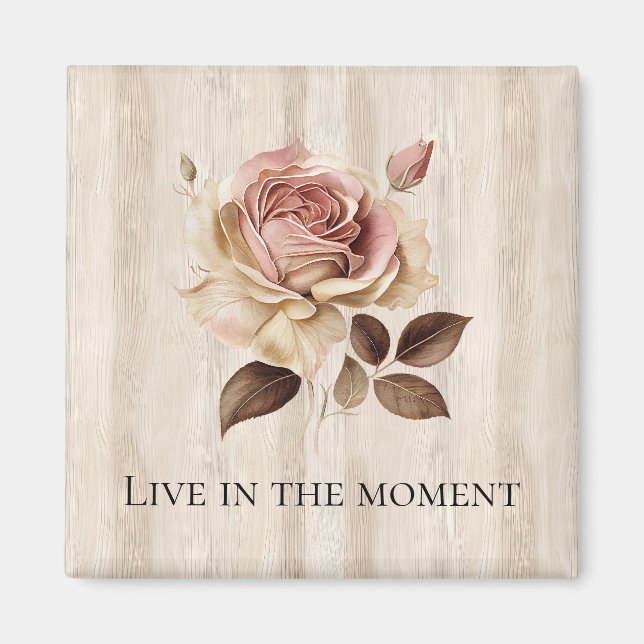 Faux Rustic Cream Pink Rose Wood   Magnet (Front)