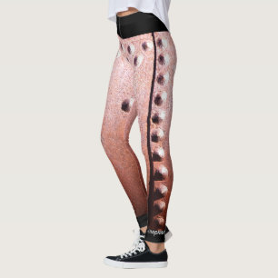 Faux Rustic Rusty Metal with Name on Ankle Leggings