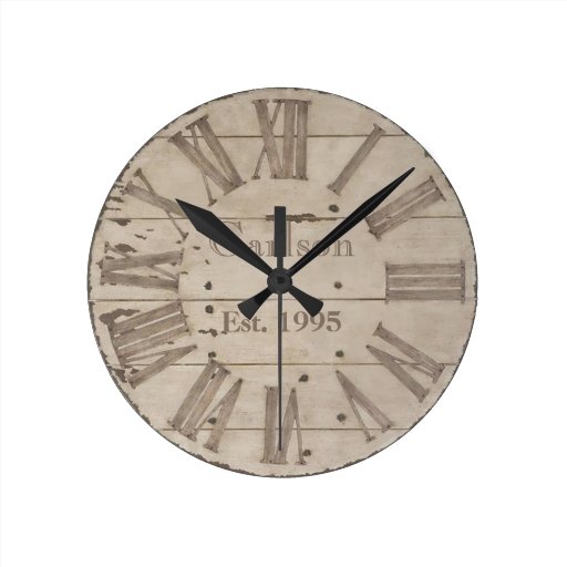 Image of Faux rustic wood custom wall clock