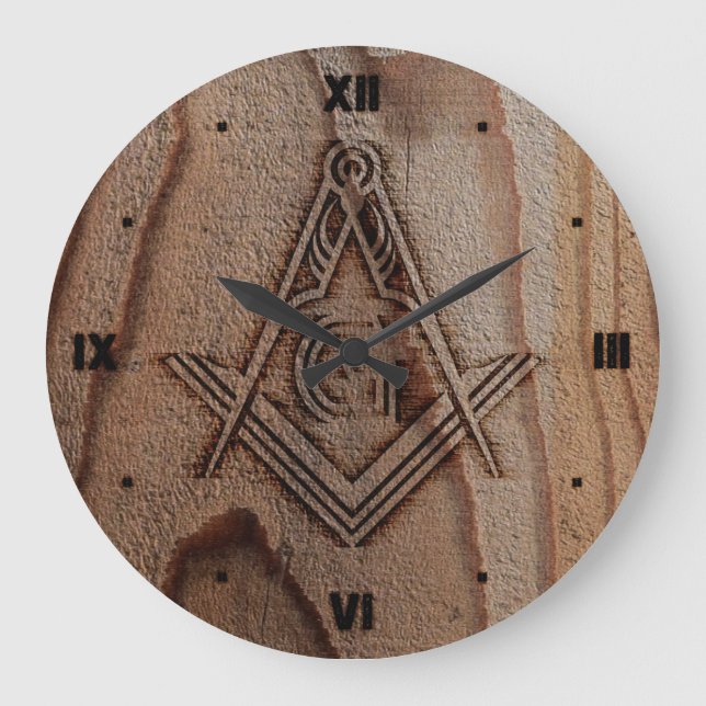 Faux Rustic Wood Masonic Clocks | Freemason Gifts (Front)