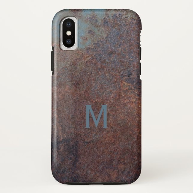 Faux Rusty Metal custom monogram phone cases (Back)