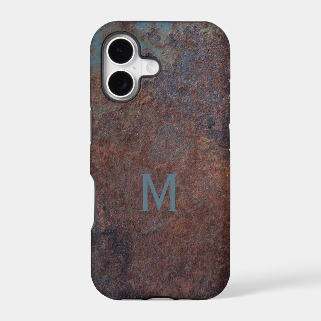 Faux Rusty Metal custom monogram phone cases (Back)