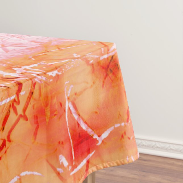 Faux salmon leather, off-white tablecloth (In Situ)