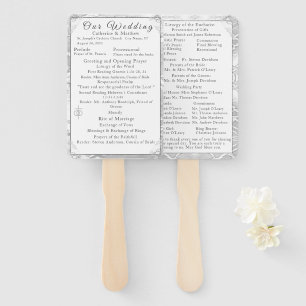 Faux-Satin Catholic Wedding Program Hand Fan