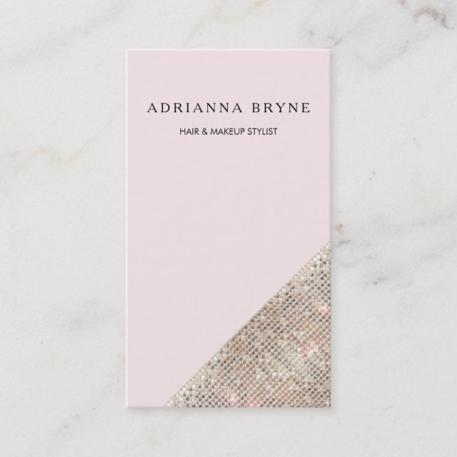 Faux Sequin Blush Pink Fashion & Beauty Stylist Business Card (Front)