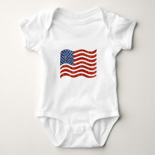 faux sequin print american flag baby bodysuit