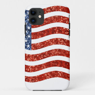 faux sequin print american flag iPhone 11 case