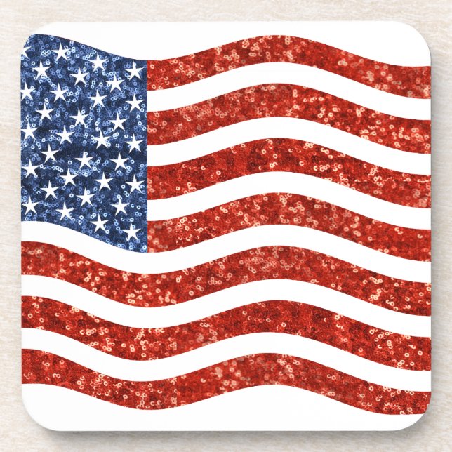 faux sequin print american flag coaster (Front)