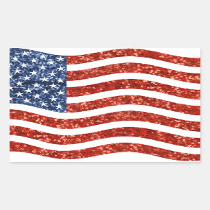 faux sequin print american flag rectangular sticker