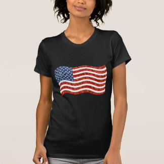 faux sequin print american flag T-Shirt