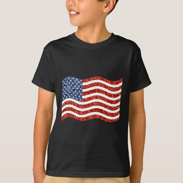 faux sequin print american flag T-Shirt (Front)