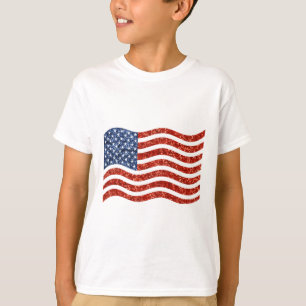 faux sequin print american flag T-Shirt