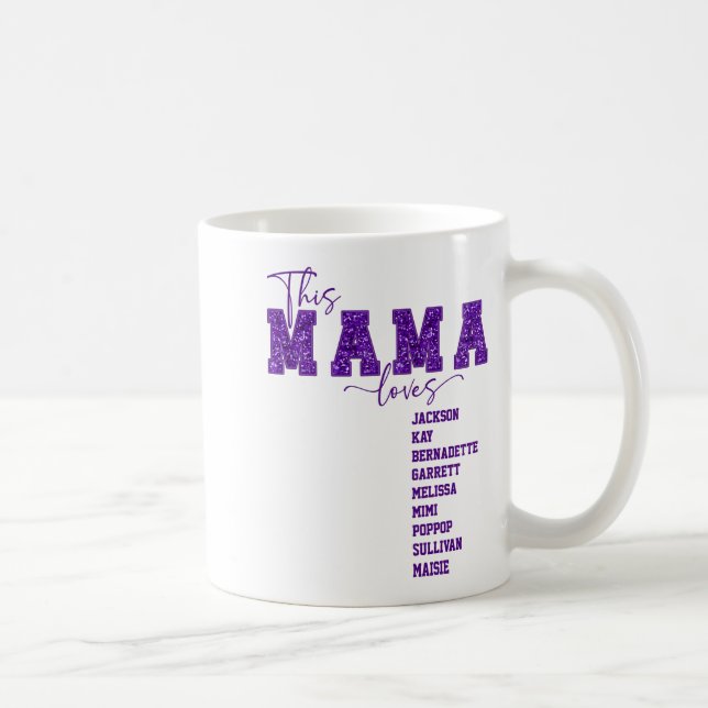 Faux Sequin Varsity Font This Mama Loves  Coffee Mug (Right)