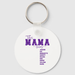Faux Sequin Varsity Font This Mama Loves  Key Ring