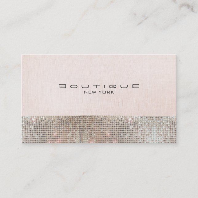 Faux Sequins and Linen Cute Pink Chic Boutique Business Card (Front)