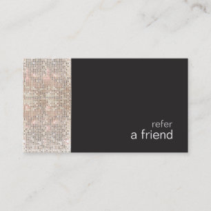 FAUX Sequins Beauty Salon Refer A Friend Black Referral Card