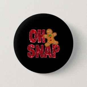 Faux Sequins Oh Snap Christmas Gingerbread Family  6 Cm Round Badge