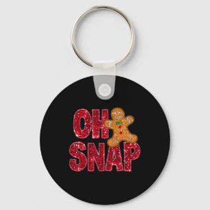 Faux Sequins Oh Snap Christmas Gingerbread Family  Key Ring
