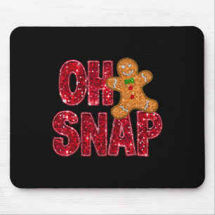 Faux Sequins Oh Snap Christmas Gingerbread Family Mouse Mat