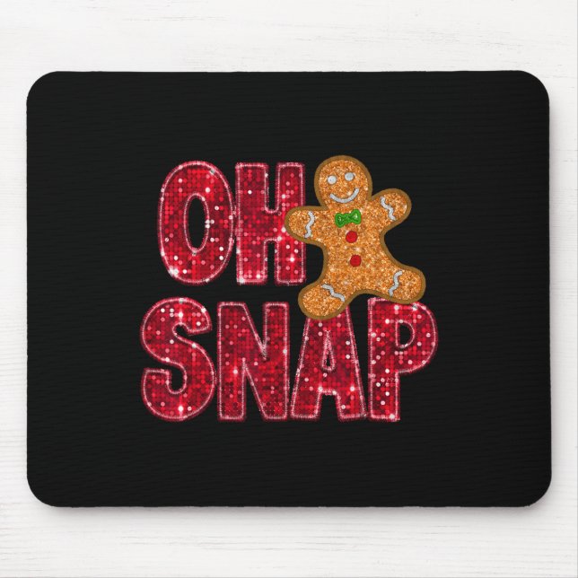 Faux Sequins Oh Snap Christmas Gingerbread Family  Mouse Mat (Front)