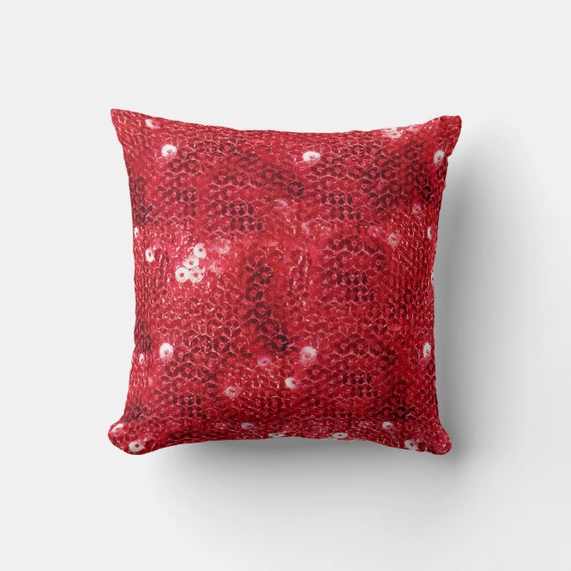 Faux Sequins - Red Sequin Pattern Cushion (Front)