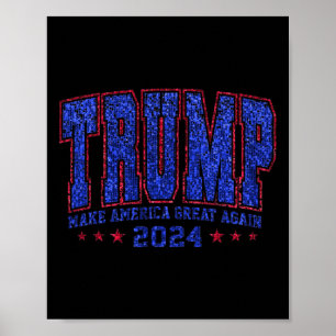 Faux Sequins Trump 2024 President Make America Tru Poster