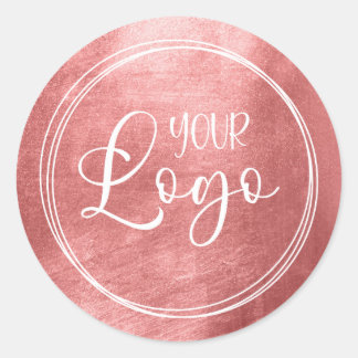 Faux Shiny Coral Foil for Your Logo Classic Round Sticker