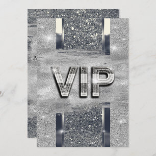 Faux Shiny Silver Metallic VIP Party Invitation