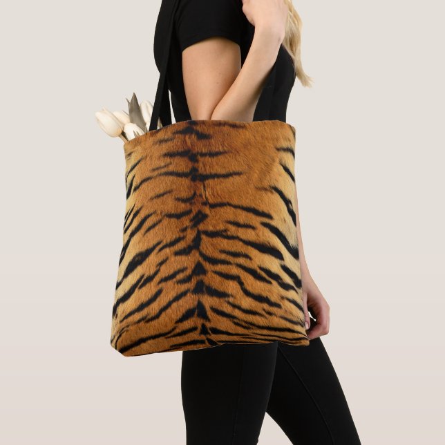 Faux Siberian Tiger Skin All Over Print Tote Bag (Close Up)