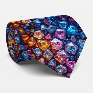 Faux Silk Gemstone Diamond Luxury Neck Tie