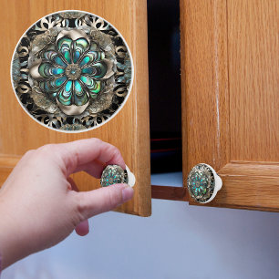 Faux Silver and Abalone Ceramic Knob