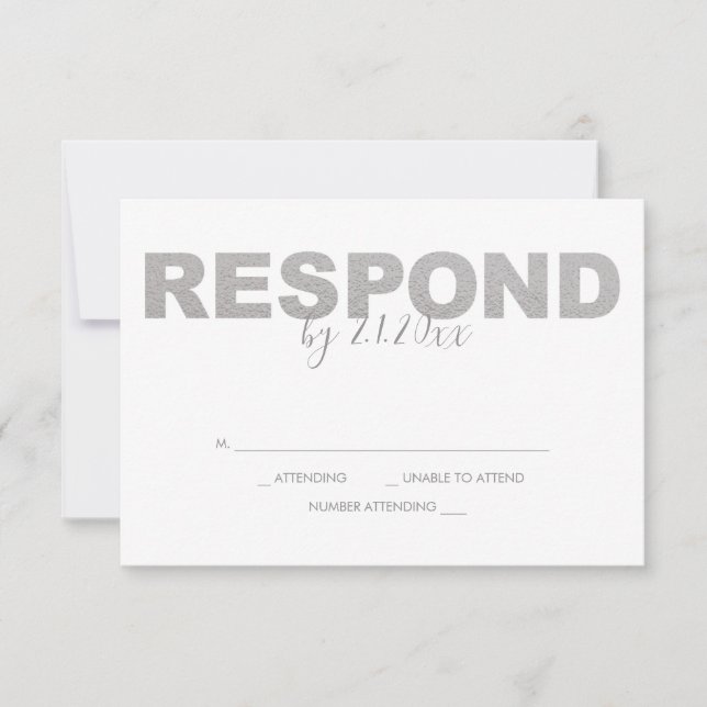 Faux Silver and Pink Reply RSVP Cards (Front)