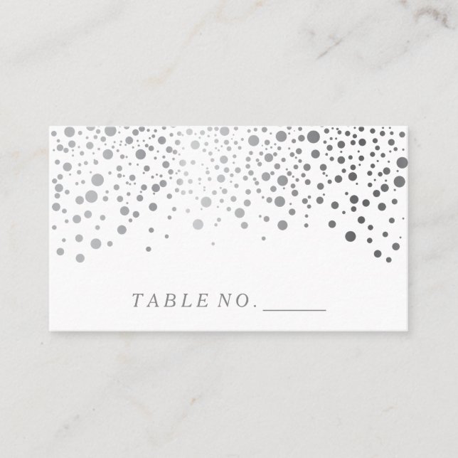 Faux Silver Confetti Dots Place Cards (Front)
