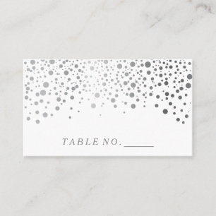 Faux Silver Confetti Dots Place Cards
