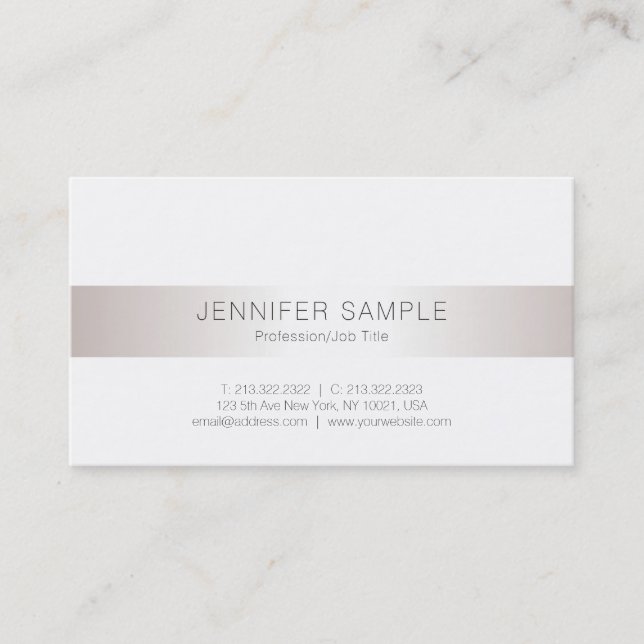 Faux Silver Creative Sleek Plain Trendy Luxury Business Card (Front)